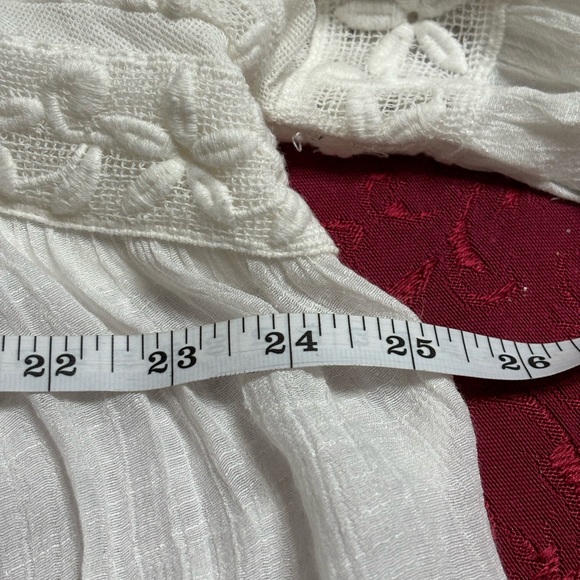 White Indigo Soul Boho Top with Bell Sleeves, Size L - Picture 10 of 14